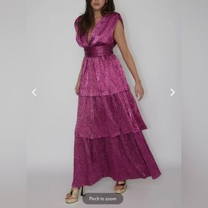 Magenta Metallic Maxi dress